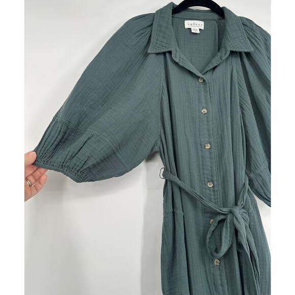 Velvet by Graham & Spencer Breana cotton gauze button-front midi dress - Picture 8 of 11